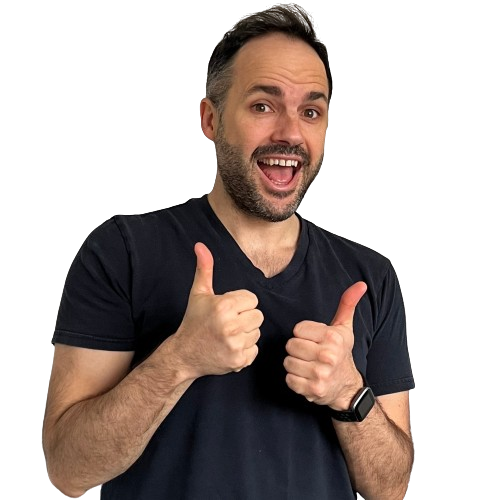 Geoff with both of his thumbs enthusiastically raised up